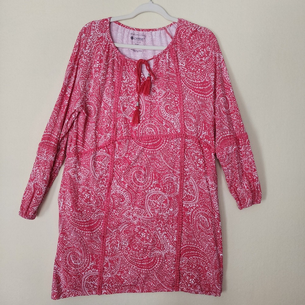 Coolibar Balandra Beach Cover-Up Red Paisley UPF 50+ Sun Protection